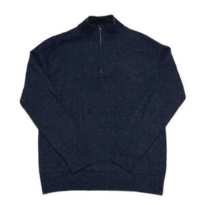The Commons Quarter Zip Sweater Mens L Tall Navy Blue Merino Wool Luxury Preppy